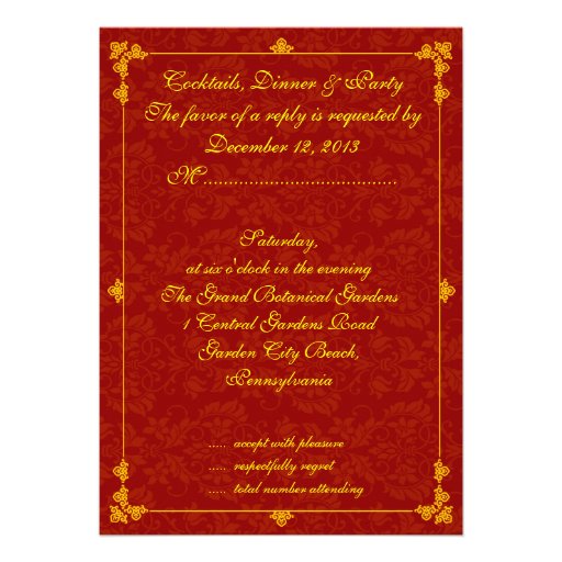 Red dragon double happiness traditional RSVP cards
