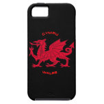 Red Dragon of Wales (Cymru), Black Back iPhone 5 Cases