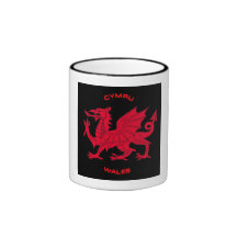 Red Dragon of Wales (Cymru), Black Back Mugs