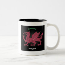 Red Dragon of Wales (Cymru),Black,Grey,Pastel Mug