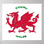 Red Dragon of Wales (Cymru), White Back Print