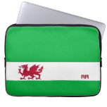 Red Dragon of Wales on White Green Flag Color Bag Laptop Sleeve
