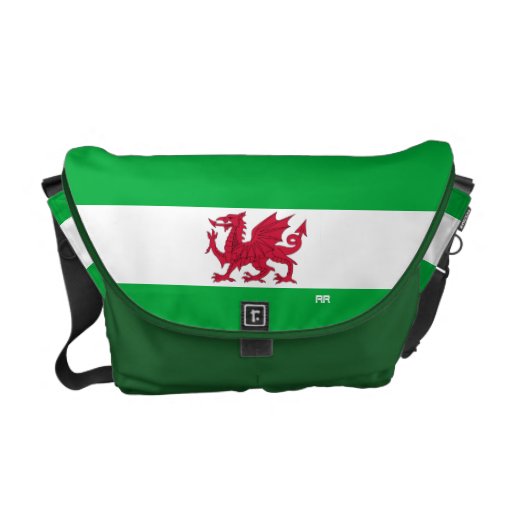 Red Dragon of Wales on White Green Flag Rickshaw Courier Bags