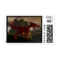 Red Dragon On Mountain Stamp by DragonCat Red Dragon On Mountain Stamp
