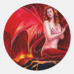 Red Dragon Round Stickers