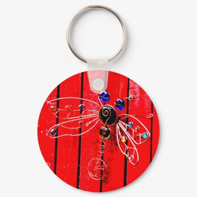 Red Dragonfly Keychain by nedell