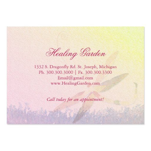 Red Dragonfly Massage Therapist Business Cards (back side)