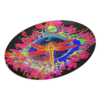 Red Dragonfly Splashing by Sharles Party Plate