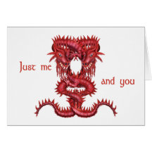 Red dragons entwined - just me and you cards