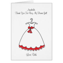 Red Dress Flower Girl Card
