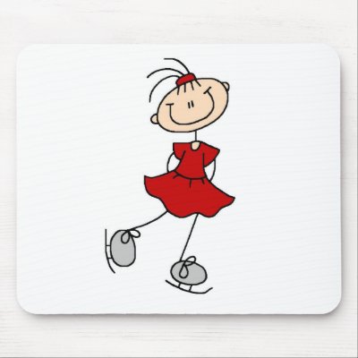 Red Dress Ice Skater Girl Mousepad by stick figures