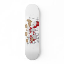 Red Drum Kit Illustration: Custom Skateboard