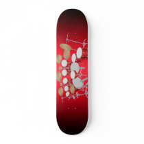 Red Drum Kit Illustration: Custom Skateboard