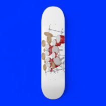 Red Drum Kit Illustration: Custom Skateboard