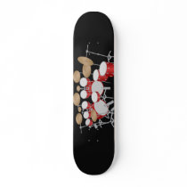 Red Drum Kit Illustration: Custom Skateboard