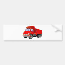 Red Dump Truck Cartoon Bumper Stickers