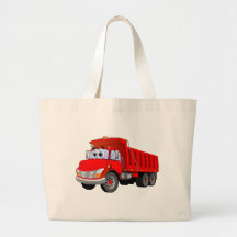 Red Dump Truck Cartoon Canvas Bags