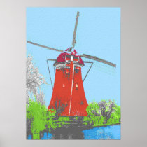 Red Dutch Windmill posters