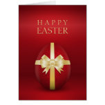 Red Easter Egg With Golden Bow greeting card