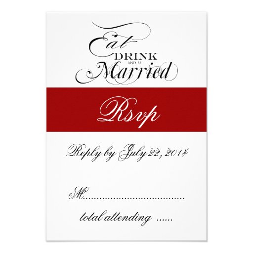 Red Eat, Drink, Be Married Wedding RSVP Custom Invitation