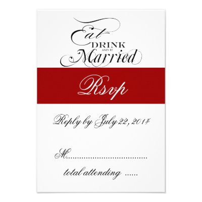 Red Eat, Drink, Be Married Wedding RSVP Invitation