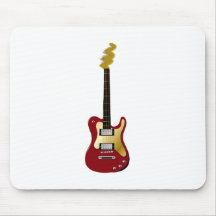 Red electric guitar yellow fizzle headstock mouse pads
