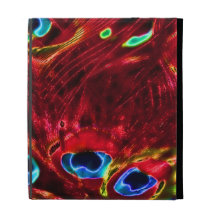 Red Electro Peacock Feathers iPad Folio Case