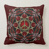 Red Elegance Mandala Peace Sign Cushion / Pillow pillows