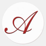 Red Envelope Seal with Monogram Round Stickers