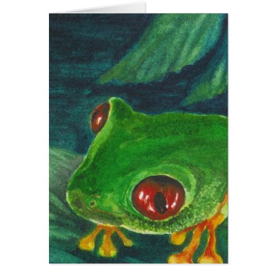 red eye green tree frog card by yioryia