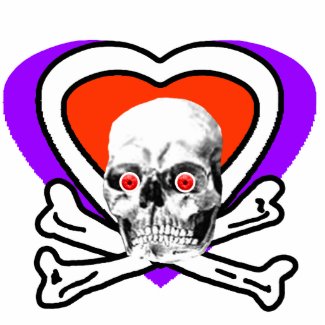 Red Eyeballs Skull Heart & Bones White The MUSEUM photosculpture
