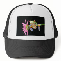 red eyed tree frog trucker hat