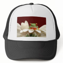 red eyed tree frog trucker hat