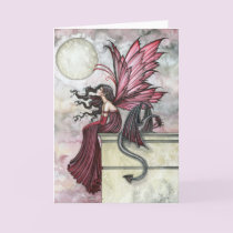 Red Fairy Dragon Card by Molly Harrison