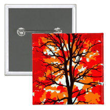 Red Fall Tree Buttons