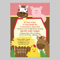 Red Farm Barnyard Baby Shower Invitation invitations
