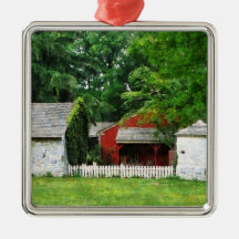 Red Farm Shed Ornaments