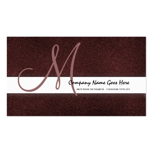 Red fashion stylist suede burgundy business card template (front side)
