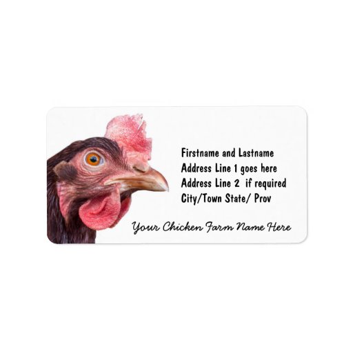 Red Feathered Chicken Egg Layer Hen Address Label