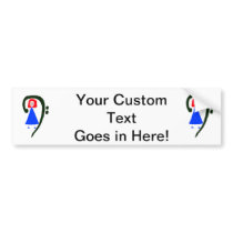 Red female blue dress blue bass clef bumper stickers