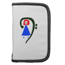 Red female blue dress blue bass clef folio planners