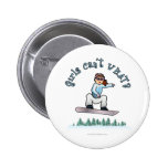 Red Female Snowboarder Button