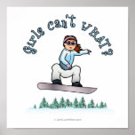 Red Female Snowboarder Print