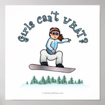 Red Female Snowboarder Print