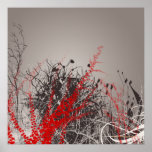 Red Fern Modern Art Flowers Print