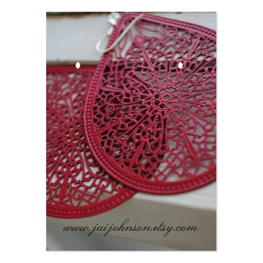Red Filigree Earring Cards Business Card (front side)