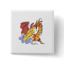 red fire-breathing dragon pinback button