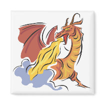 red fire-breathing dragon fridge magnets