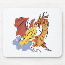 red fire-breathing dragon mouse pads