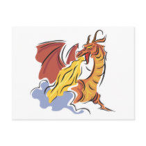 red fire-breathing dragon post cards